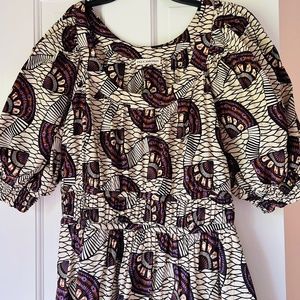 Ulla Johnson puff sleeve, purple print Midi